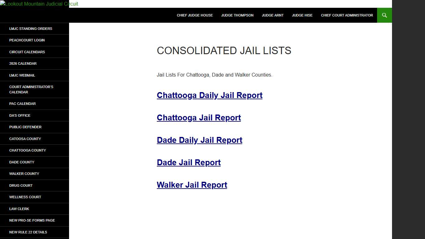 Consolidated Jail Lists Lookout Mountain Judicial Circuit