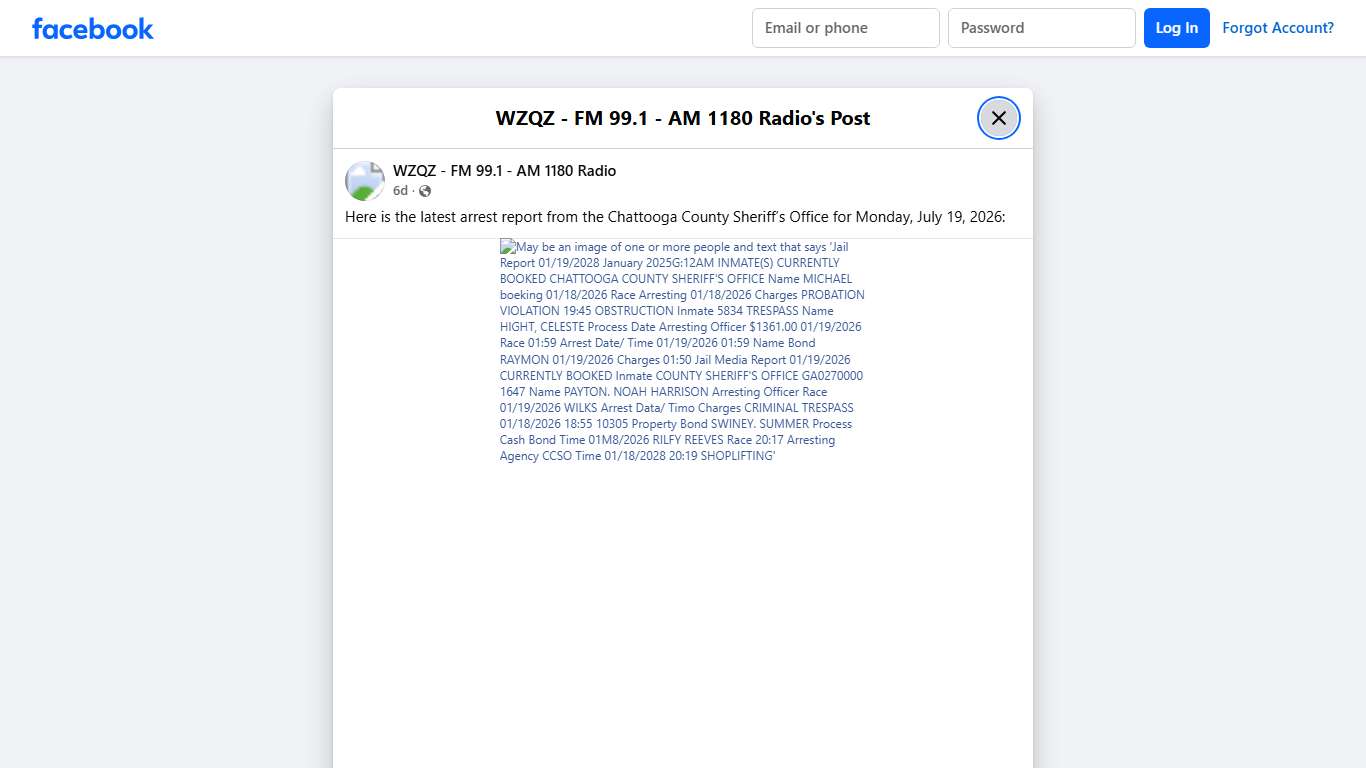 Here is the latest arrest... - WZQZ - FM 99.1 - AM 1180 Radio Facebook